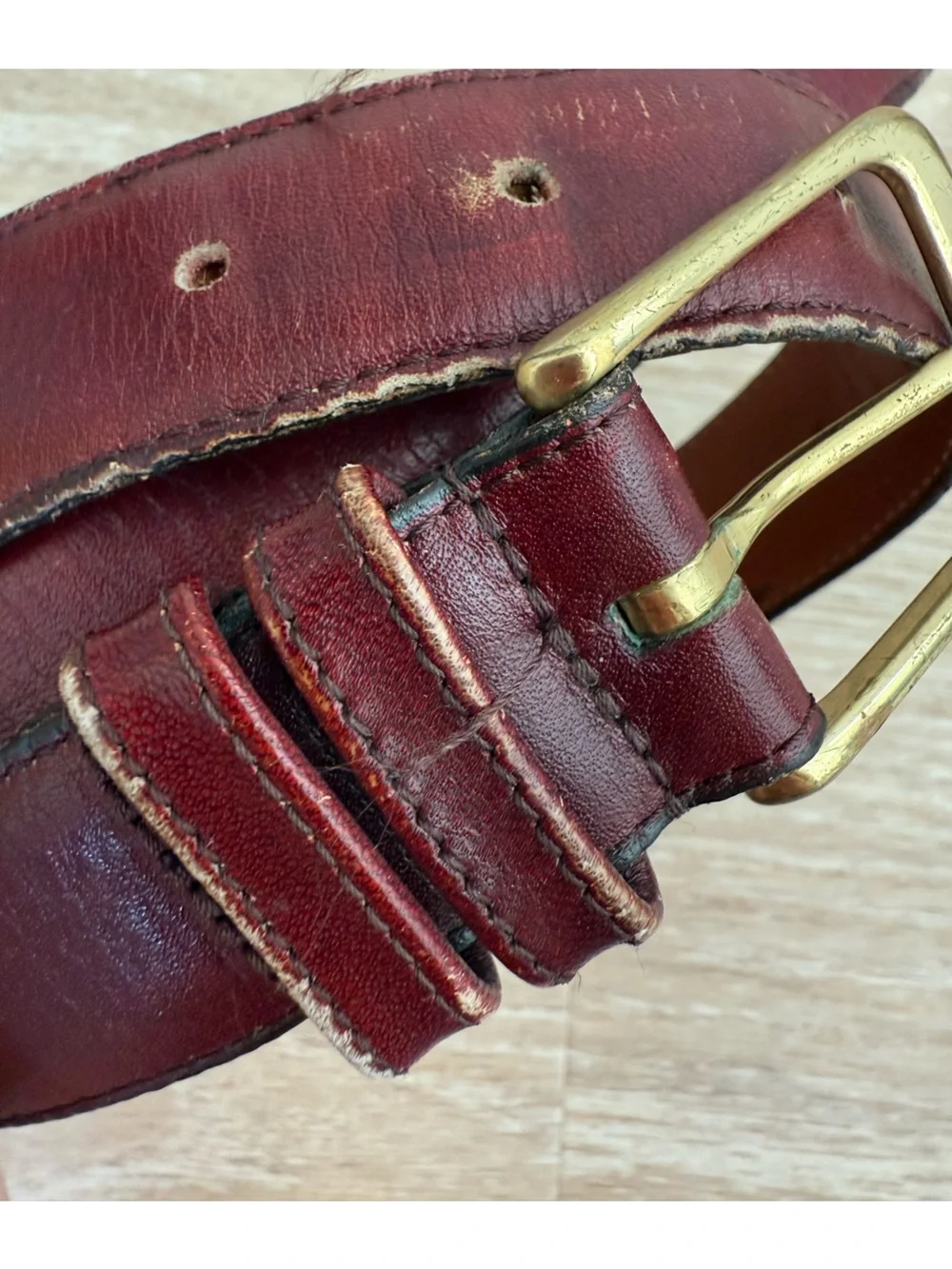 Coach burgundy leather cowhide belt with brass buckle size 32